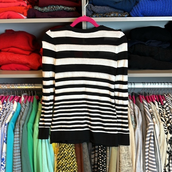 WHBM black and white striped with metallic threads long sleeve cardigan size XS - Picture 3 of 3